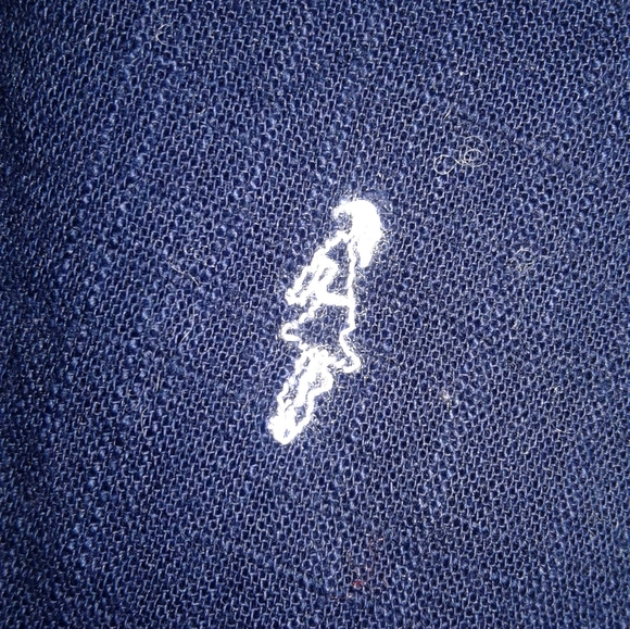 Zara navy blue Linen button down blouse XS oversize fit shirt key hole design - Picture 5 of 5